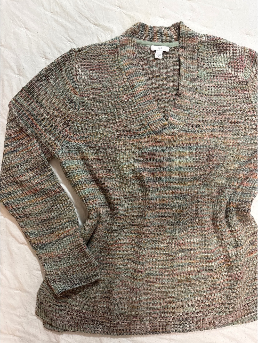 J.Jill Women's Multicolor Knit V-Neck Sweater Medium